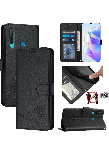 Huawei P Akıllı 2019 Kart Yuvası Tutucu Için Kickstand Cüzdan Kapak Çevirin (Yurt Dışından)