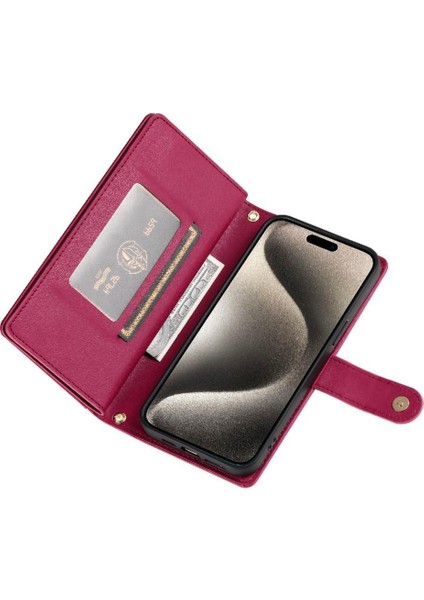 IPhone 15 Için Flip Case Pro Max Crossbody Kayış Standı Çok Fonksiyonlu (Yurt Dışından)