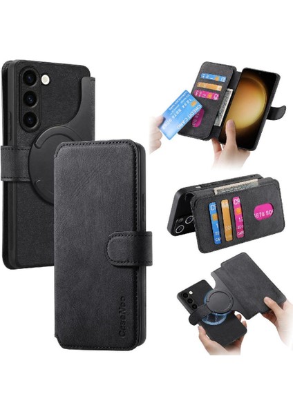 Samsung Galaxy S23 Cüzdan Mıknatıs Koruyucu Malzeme Retro Için Flip Case (Yurt Dışından)