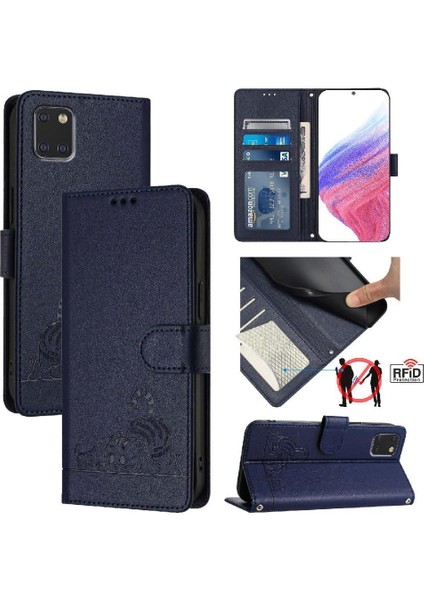 Samsung Galaxy A81/MRFID Kedi Rfıd Kart Yuvası Tutucu Kickstand Için Kılıf Çevirin (Yurt Dışından)
