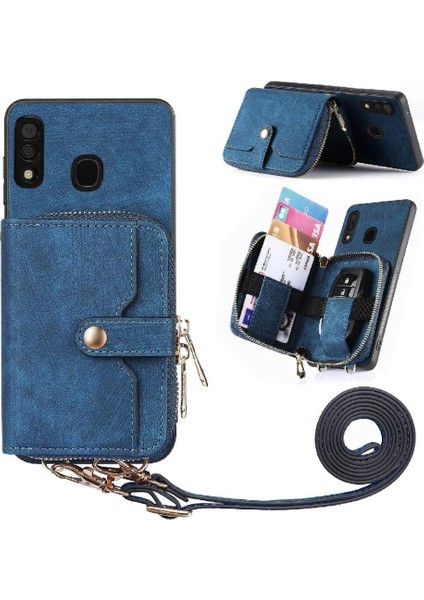 Samsung Galaxy A30/A20 Fermuar Kapatma 7 Kart Yuvaları Premium Standı (Yurt Dışından)