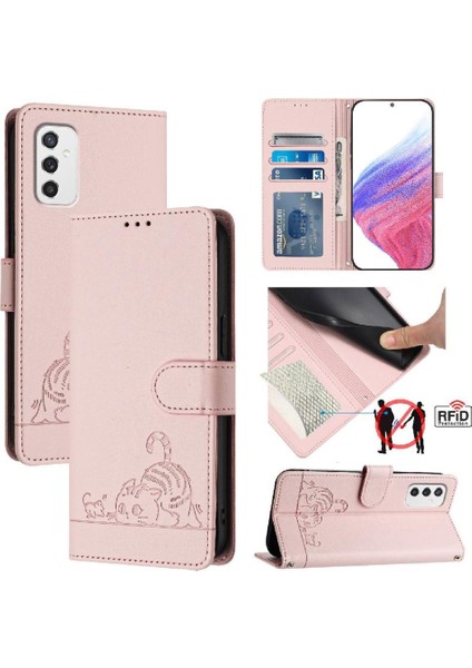Samsung Galaxy M52 5g Kart Yuvası Tutucu Için Kickstand Cüzdan Flip Kedi (Yurt Dışından)