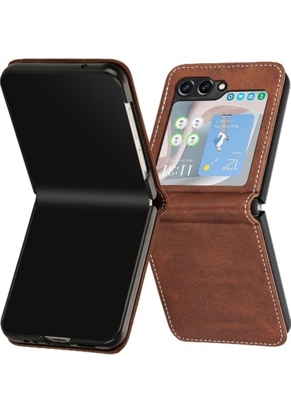 Samsung Galaxy Z Flip 6 5g Için Flip Case Kart Yuvası ile Pu Deri ile (Yurt Dışından)