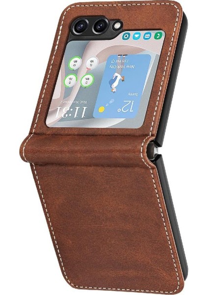 Samsung Galaxy Z Flip 6 5g Için Flip Case Kart Yuvası ile Pu Deri ile (Yurt Dışından)