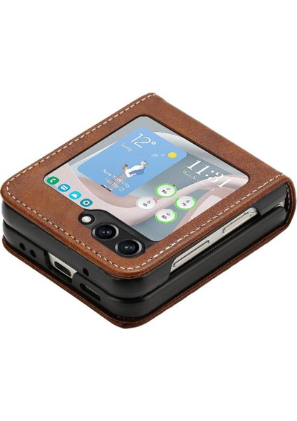 Samsung Galaxy Z Flip 6 5g Için Flip Case Kart Yuvası ile Pu Deri ile (Yurt Dışından)