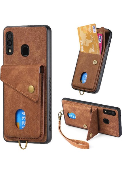 Samsung Galaxy A30/A20 Çok Fonksiyonlu Kart Yuvası Premium Deri (Yurt Dışından)
