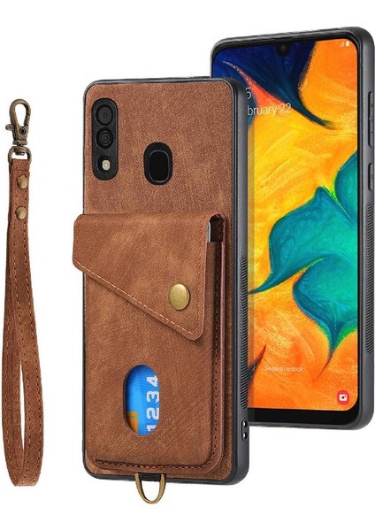 Samsung Galaxy A30/A20 Çok Fonksiyonlu Kart Yuvası Premium Deri (Yurt Dışından)