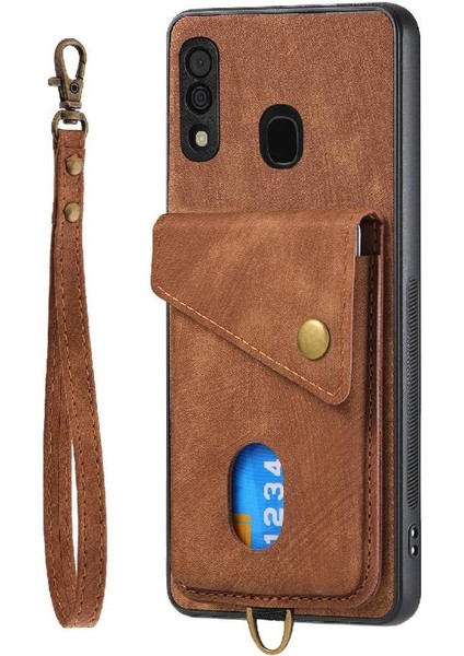 Samsung Galaxy A30/A20 Çok Fonksiyonlu Kart Yuvası Premium Deri (Yurt Dışından)