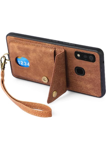 Samsung Galaxy A30/A20 Çok Fonksiyonlu Kart Yuvası Premium Deri (Yurt Dışından)
