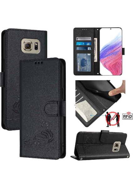 Samsung Galaxy S6 Kart Yuvası Tutucu Için Kickstand Kedi Rfıd Cüzdan Flip (Yurt Dışından)