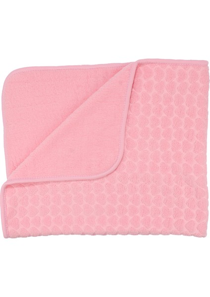 Pembe Kalp Kabartmalı Kalın Peluş Battaniye 100*120 cm