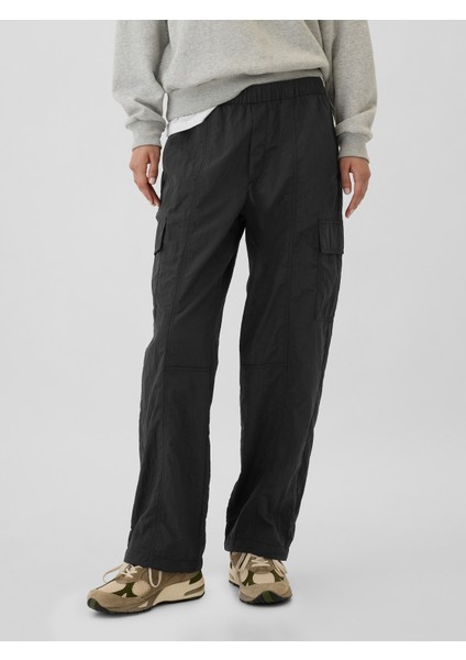 Kadın Siyah GapFit Crinkle Paraşüt Pantolon indirimleri