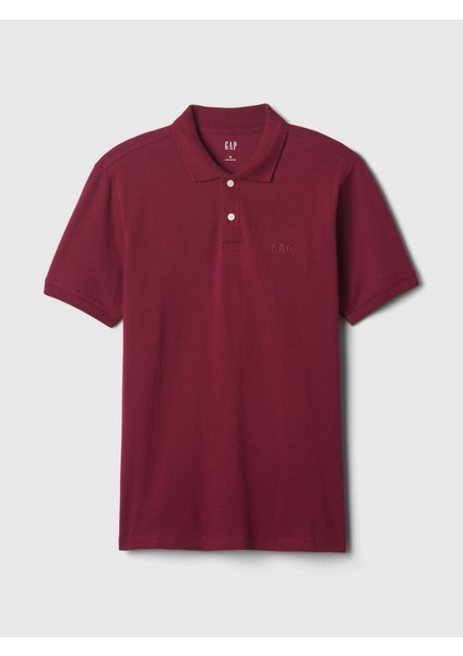 Erkek Bordo Gap Logo Piqué Polo Yaka T-Shirt