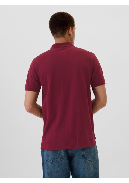 Erkek Bordo Gap Logo Piqué Polo Yaka T-Shirt