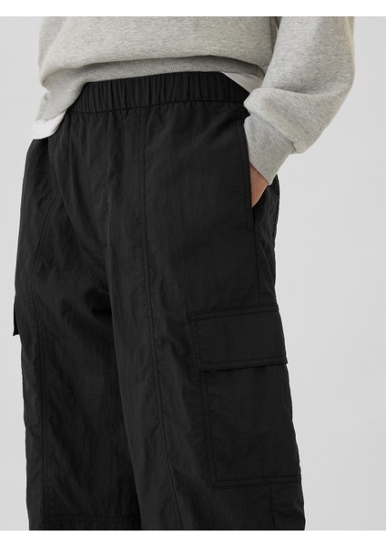 Kadın Siyah Gapfit Crinkle Paraşüt Pantolon