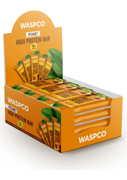 Waspco Yer Fıstıklı Ve Kakaolu Yüksek Protein Bar 50g x 12 Adet