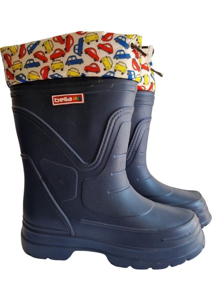 Çocuk Kaydırmaz Tabanlı,iç Astarı Termal Kumaş Yağmur Çizmesi ''1 Beden Büyük Alınız!''