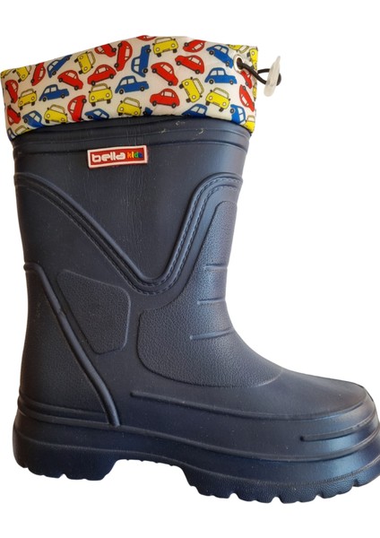 Çocuk Kaydırmaz Tabanlı,iç Astarı Termal Kumaş Yağmur Çizmesi ''1 Beden Büyük Alınız!'' indirimleri