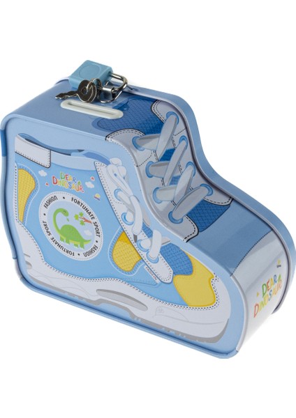 Kumbara Saatli Ayakkabı Desenli Kilitli Kumbara Mavi modelleri