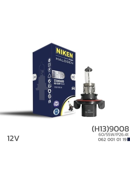 12V 9008 (H13) 60W/55W Halojen Ampul P26.4T