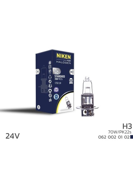 24V H3 70W Halojen Ampul PK22S