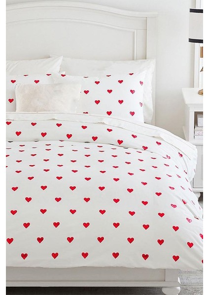 Pcf Heart Tek Kişilik Çarşafı Lastikli Kalpli Nevresim Takımı