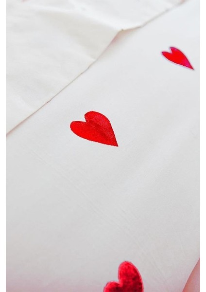 Pcf Heart Tek Kişilik Çarşafı Lastikli Kalpli Nevresim Takımı fırsatları