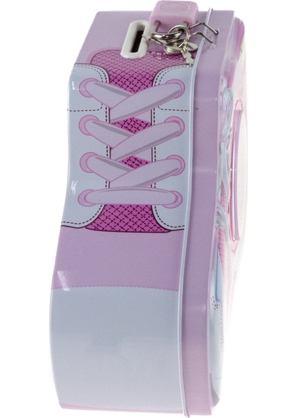 Kumbara Saatli Ayakkabı Desenli Kilitli Kumbara Pembe fiyatları