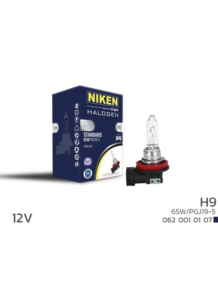 12V H9 65W Halojen Ampul PGJ19-5