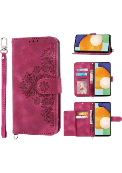 Samsung Galaxy A73 Kabartmalı Çoklu Kredi Kartı Yuvaları Için Flip Case (Yurt Dışından)