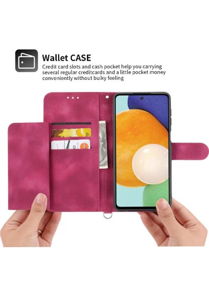 Samsung Galaxy A73 Kabartmalı Çoklu Kredi Kartı Yuvaları Için Flip Case (Yurt Dışından)
