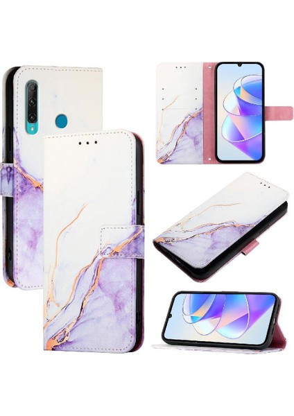 Huawei P Akıllı 2019 Mermer Desen Kickstand Pu Deri Cüzdan (Yurt Dışından)