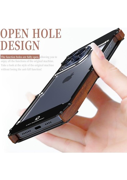IPhone 15 Için Kılıf, Damla Koruma Alüminyum Metal Ahşap Tampon Çerçeve Kapak (Yurt Dışından) modelleri