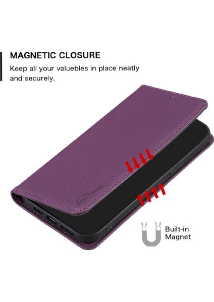 Xiaomi Poco F5 Pro Iş Manyetik Cüzdan Pu Deri Yuvası Için Flip Case (Yurt Dışından)