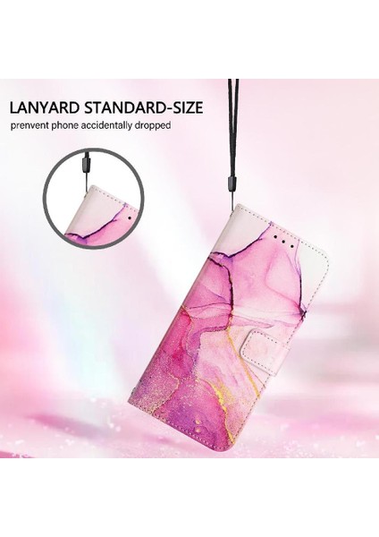 Huawei P40 Pro Pu Deri Mermer Desen Cüzdan Kickstand Için Kılıf (Yurt Dışından)