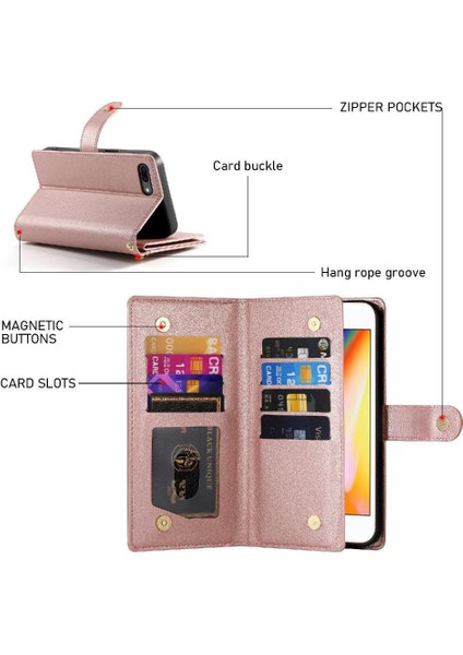 IPhone 6 Için Flip Case Artı Çok Fonksiyonlu Kart Yuvaları Bilek Kayışı Cüzdan (Yurt Dışından)
