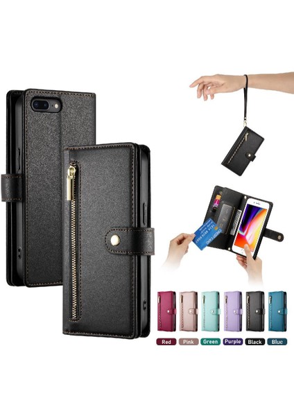 IPhone 6 Için Flip Case Artı Çok Fonksiyonlu Kart Yuvaları Bilek Kayışı Cüzdan (Yurt Dışından)
