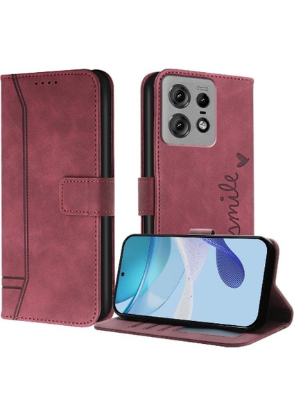 Motorola Moto Kenar 50 Pro Için Telefon Kılıfı El Kayışı Pu Deri Kart Yuvaları (Yurt Dışından)