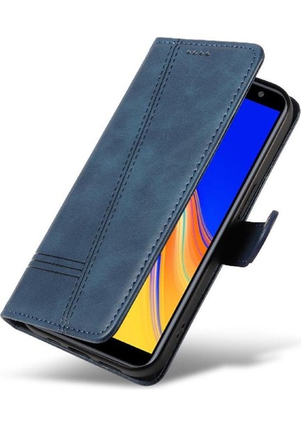 Samsung Galaxy J4 Artı Preslenmiş Pu Deri Ayrılabilir Siyah Için Filp Durumda (Yurt Dışından)