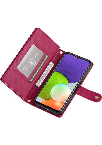 Samsung Galaxy A22 4g Çok Fonksiyonlu Kart Yuvaları Bilek Kayışı Için Flip Case (Yurt Dışından) modelleri