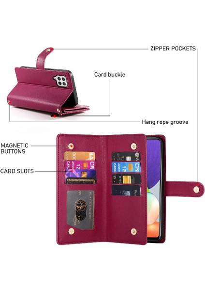 Samsung Galaxy A22 4g Çok Fonksiyonlu Kart Yuvaları Bilek Kayışı Için Flip Case (Yurt Dışından) fırsatları