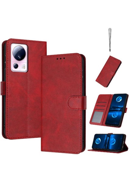 Pu ile Toka Saf Renk ile Xiaomi 13 Lite 5g Kickstand Için Flip Case (Yurt Dışından)