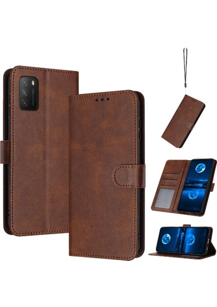 Xiaomi Redmi 9t Için Flip Case Toka ile Pu Deri Kart Yuvası ile Saf (Yurt Dışından)