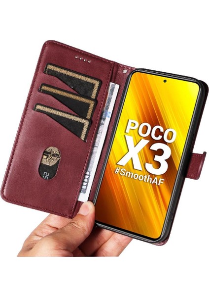 Xiaomi Poco X3 Nfc Için Kredi Kartı Yuvası ile Ayrılabilir Siyah Pu (Yurt Dışından)