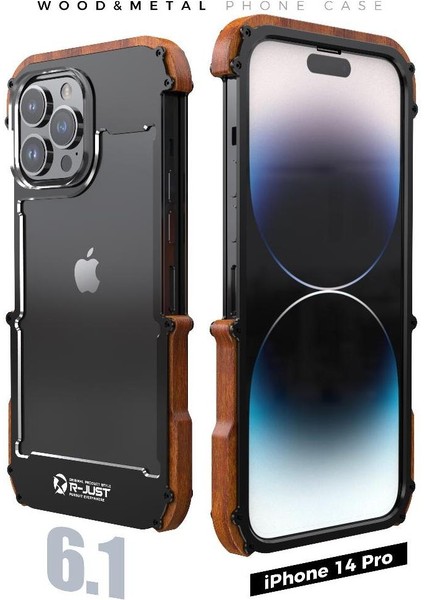 IPhone 14 Pro Için Kılıf, Damla Koruma Alüminyum Metal Ahşap Tampon Çerçeve (Yurt Dışından) fırsatları