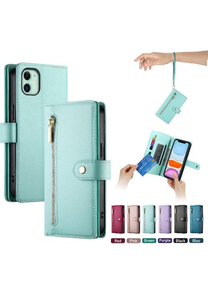 IPhone 11 Bilek Kayışı Çok Fonksiyonlu Kart Yuvaları Kickstand Için Flip Case (Yurt Dışından)
