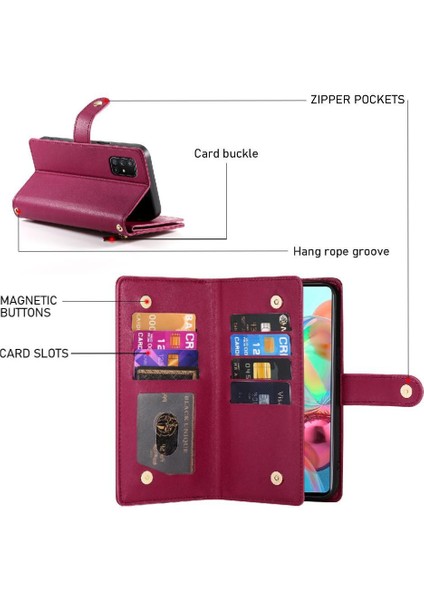 Samsung Galaxy A71 4g Kickstand Cüzdan Bölmesi Kartı Için Flip Case (Yurt Dışından) modelleri