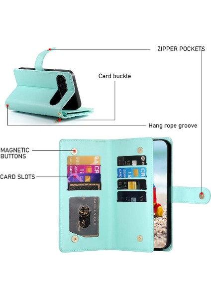 Google Piksel 9 Pro Xl Cüzdan Iş Standı Için Flip Case Crossbody Kayış (Yurt Dışından)