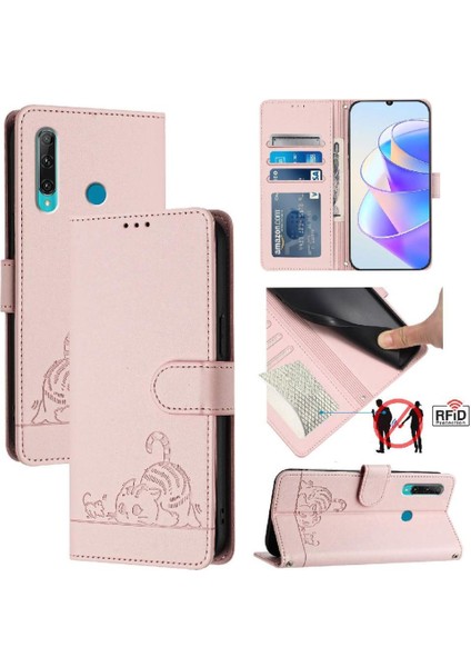 Huawei P Akıllı 2019 Kart Yuvası Tutucu Için Kickstand Cüzdan Kapak Çevirin (Yurt Dışından)