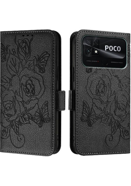 Xiaomi Poco C40 Manyetik Cüzdan Kredi Kartı Yuvası Pu Deri (Yurt Dışından)